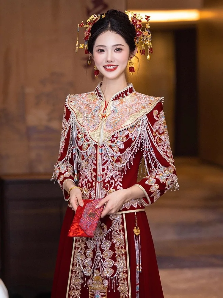 New Chinese-style wedding dress for brides large-sized gowns the ceremony
