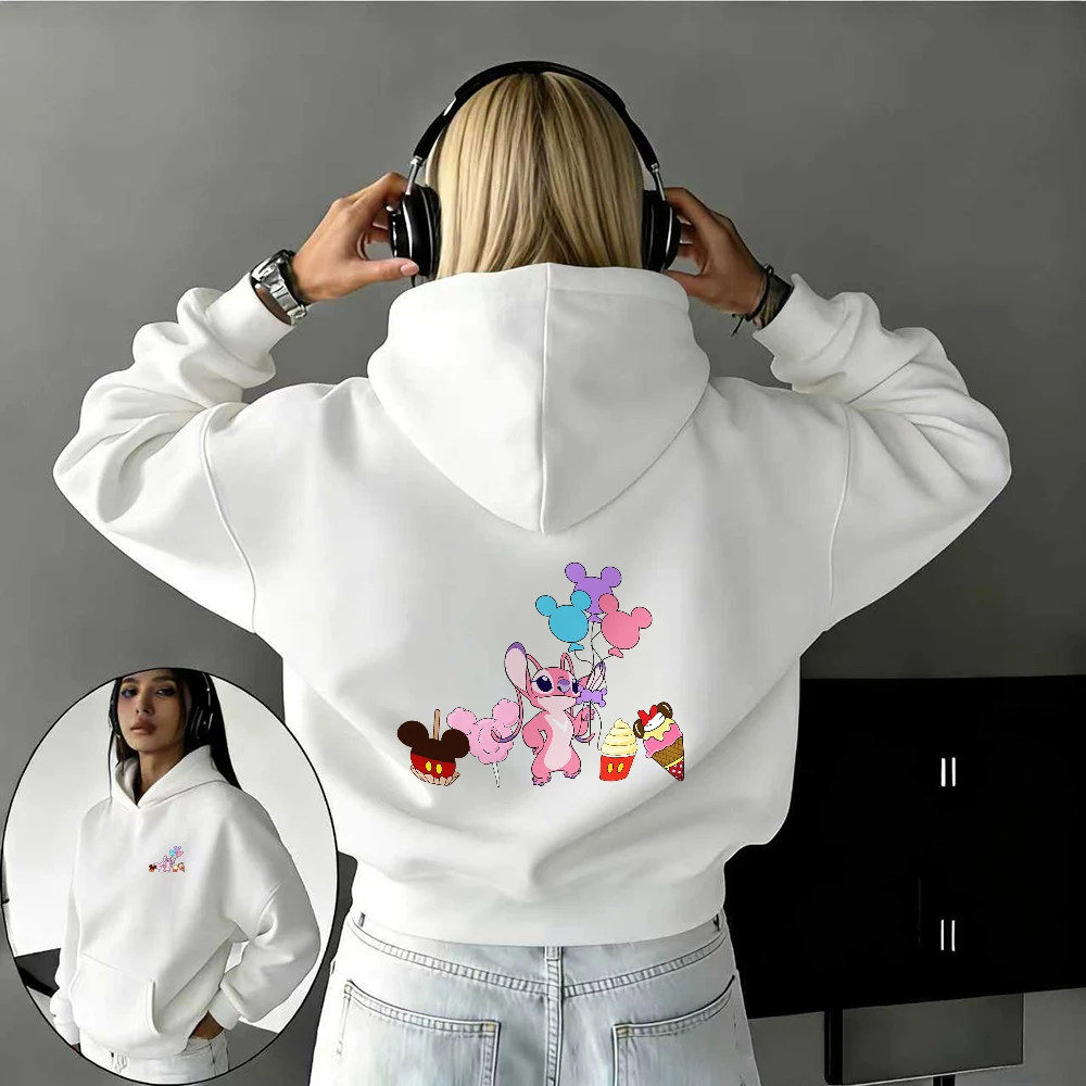 

Осень/зима Дисней Микки Маус воздушный шар стежка 100% чистый хлопок толстовка с принтом для мужчин и женщин уличный повседневный теплый топ