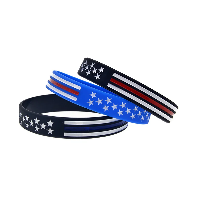 1 Stück/3 Stück Amerikanische Sternen- und Streifenflagge, wasserdichtes Silikonarmband, Armband im Nationalstil, Partygeschenke. – Detail 8