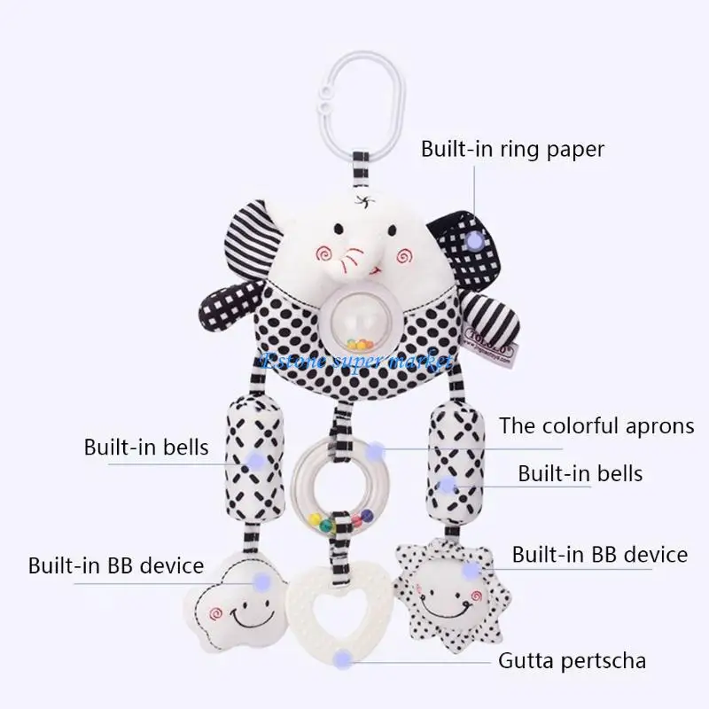 090B รถเข็นเด็ก Rattle ของเล่นรถเข็นเด็ก Pram จี้ Bed การ์ตูนสัตว์สำหรับตุ๊กตาทารก Crib Sensory ของเล่น