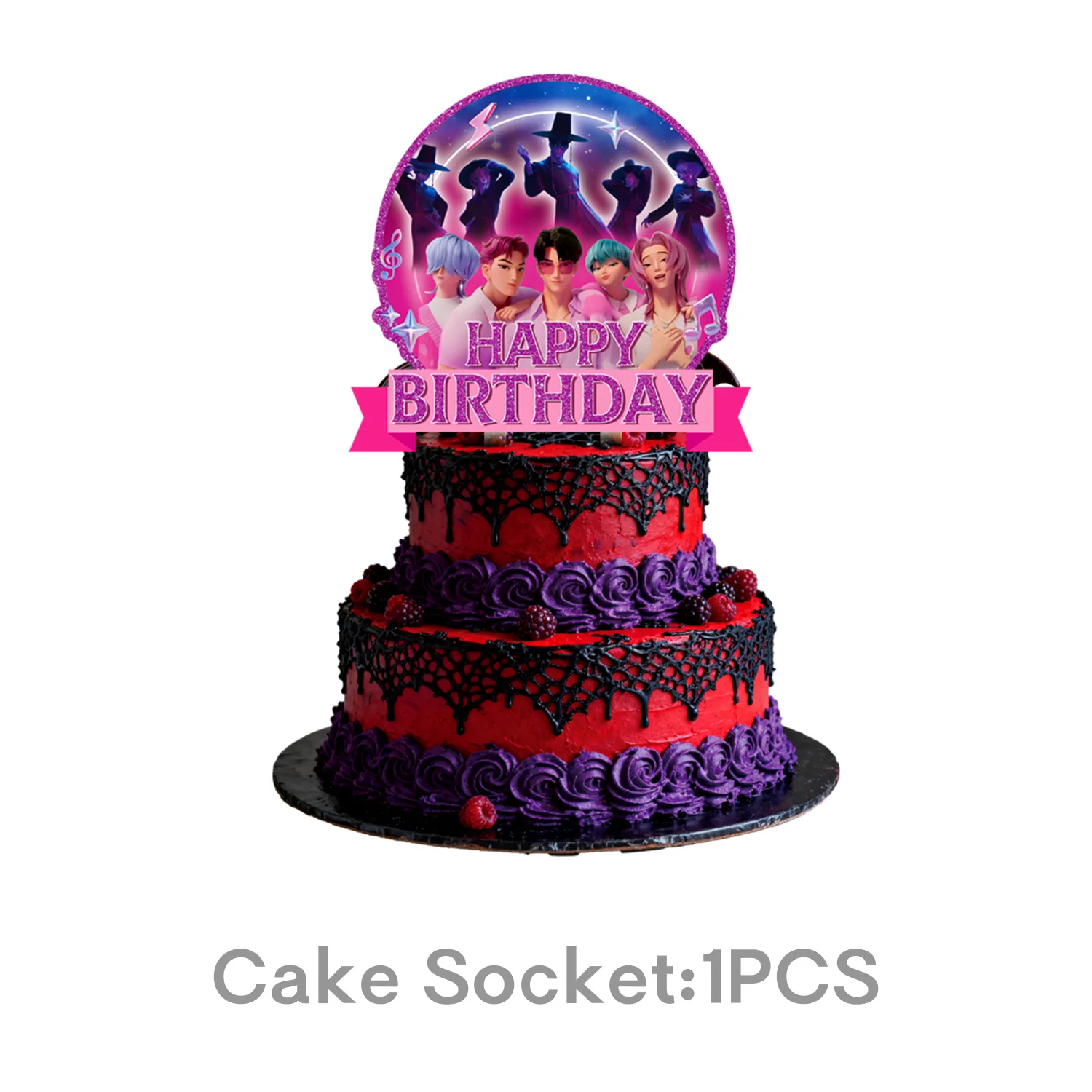 Kpop Demon Hunters Cake Decorations Korean Kpop Anime Cake Toppers Birthday Party Decor Cupcake Supplies Baby Shower Supplies