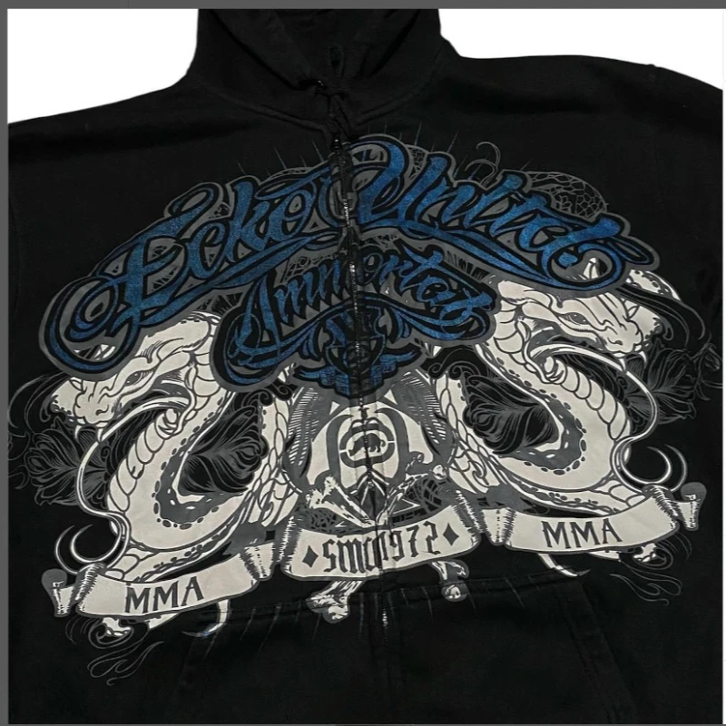 Graffiti Print Solid Color Zipper Hoodie Men Women Ins New High-quality Sports Cardigan Winter Loose High Street Leisure Jacket