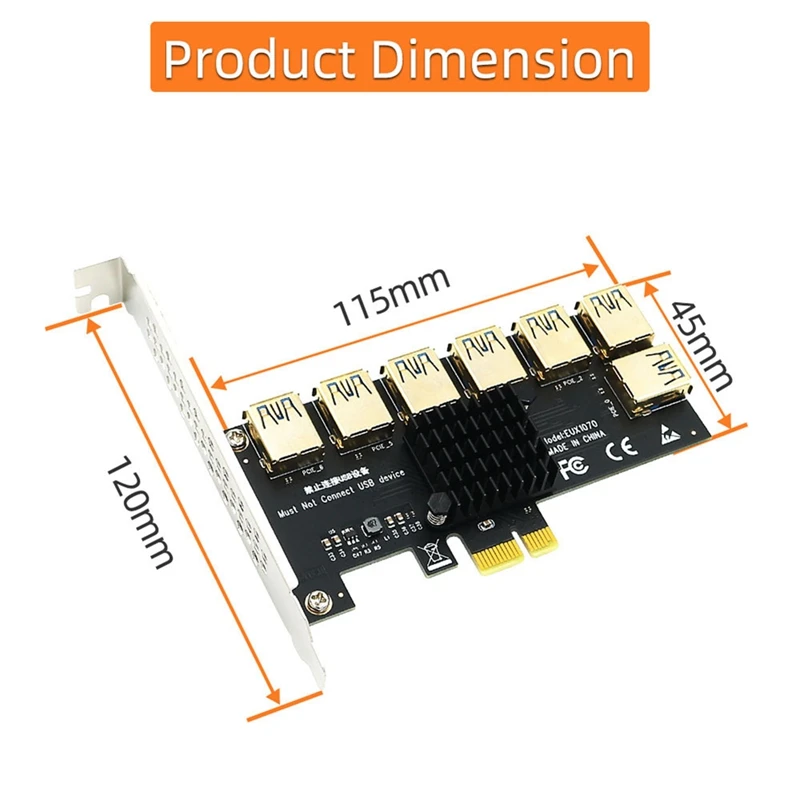 NEW-PCI-E Multiplier Riser PCIE 1 To 7 PCI-E X16 USB Miner Adapter Extender PCI-E Riser For PC Graphics Card Mining