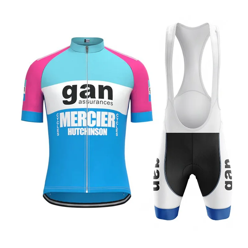 Maillot de Ciclismo Retro Gan Mercier Hutchinson para Hombre, Maillot de Ciclismo de Verano de Manga Corta