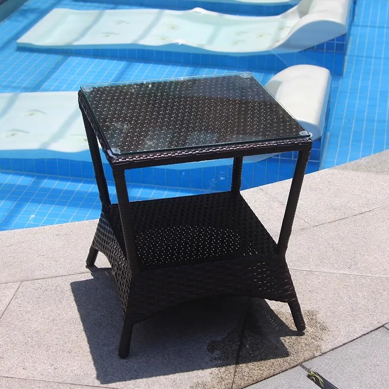 Outdoor lounge chair villa courtyard swimming pool beach chair outdoor open-air hot spring spa rattan folding bed