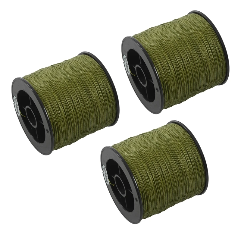 

3Pcs 500 M 30 LB 0.26Mm Fishing Line Strength PE Braided 4 Strands Green