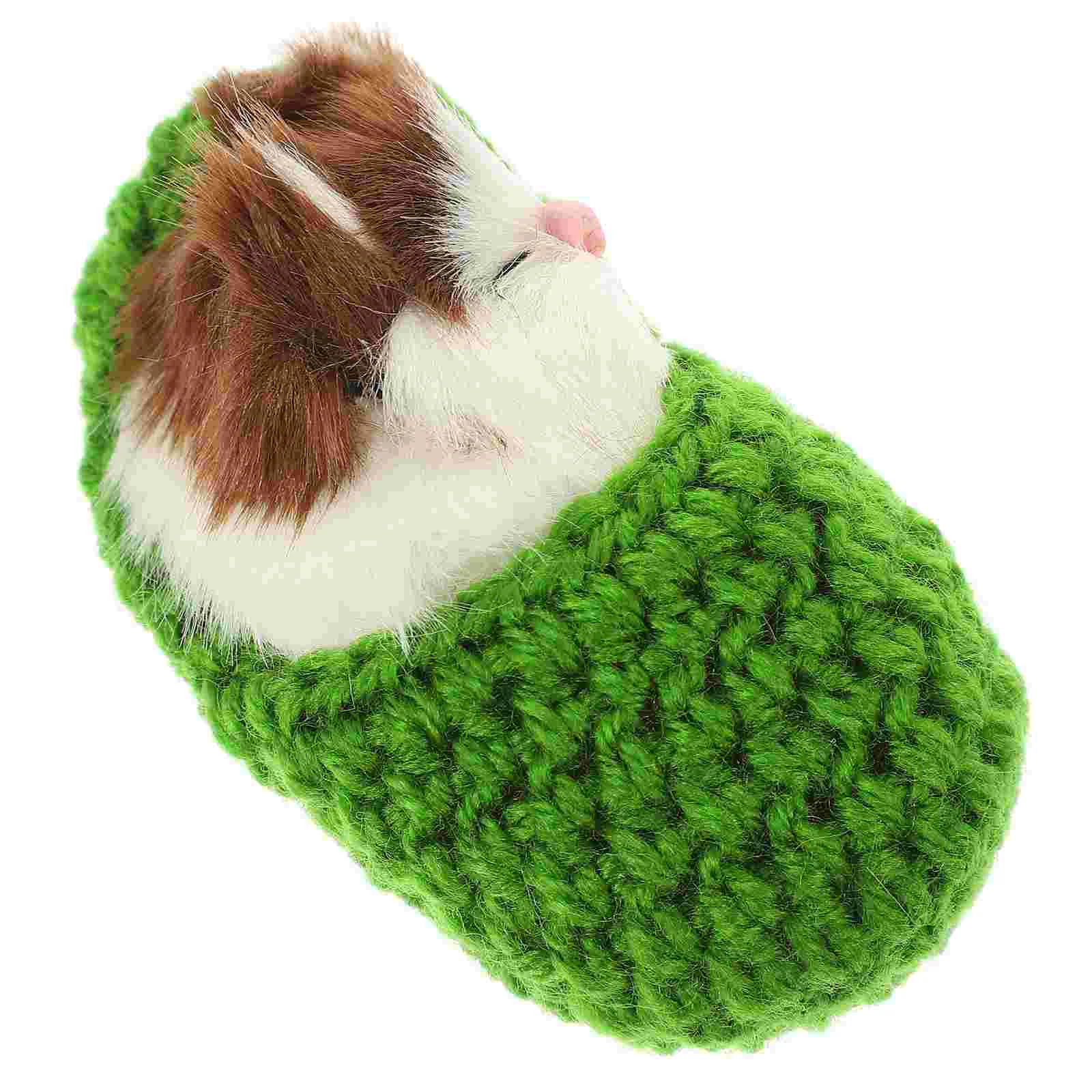 Mini Kitten in Shoe Toy Green ChildSleeping Cat Slipper Meows Sounds Hand Toy Early Teaching Kindergarten Story Telling