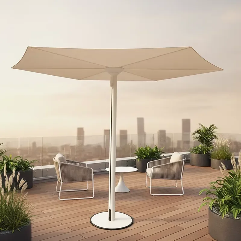New Design Exhibition Modern Aluminum Retractable Umbrella Floor Lamp Pergola Light Waterproof Hotel Courtyard