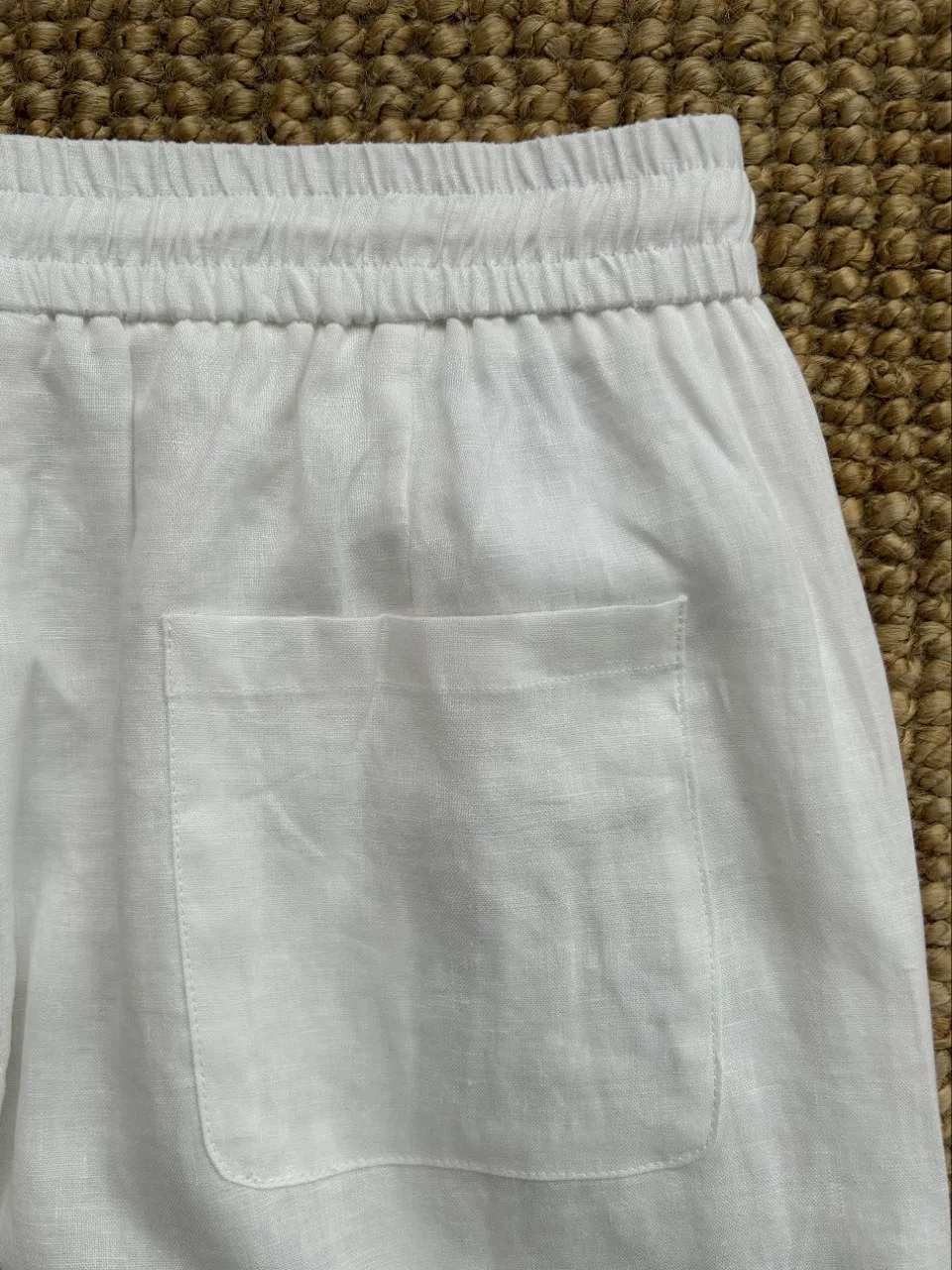 Mens Old Money Style High Count Linen Blended High Elastic Drawstring Elastic Waist Embroidery Draping Straight Casual Shorts