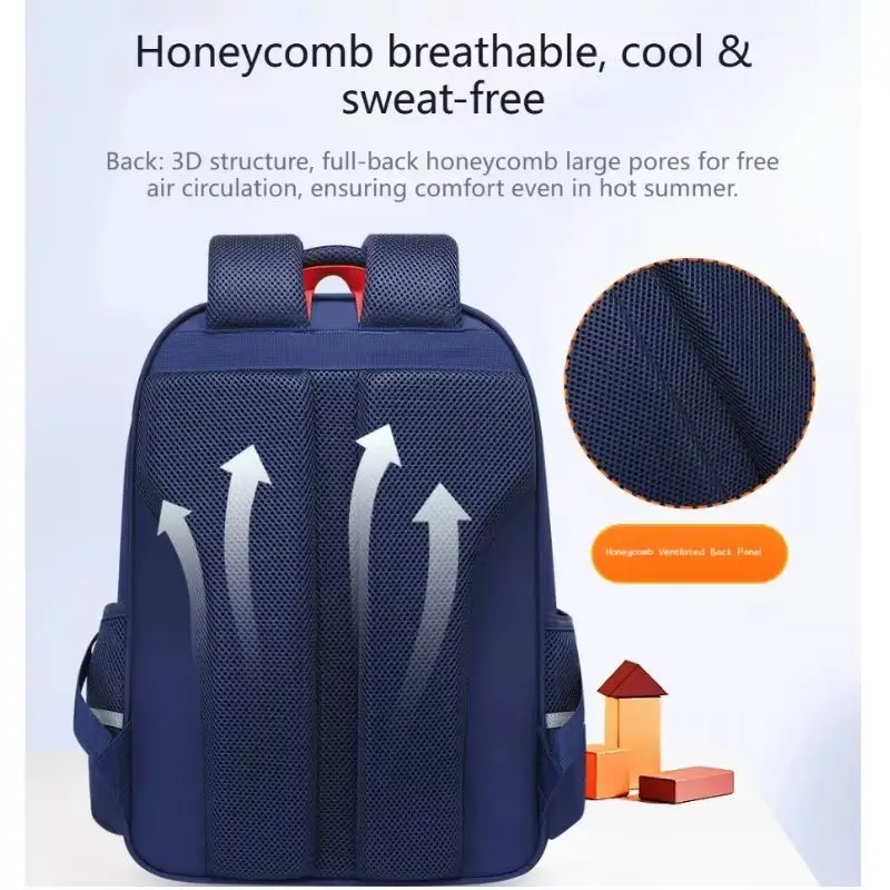 Binnes New School Backpack Spine Protection Load Reduction Wear Resistant Oxford Cloth Bns 6083 Fits Pad For Primary Campus Use