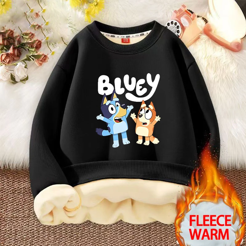 Blueys Toddler Girl Boys Sweatshirt Cartoon Crewneck Pullover Thickening Tshirt Kid Winter Long Sleeve Top Cartoon Clothes Gift