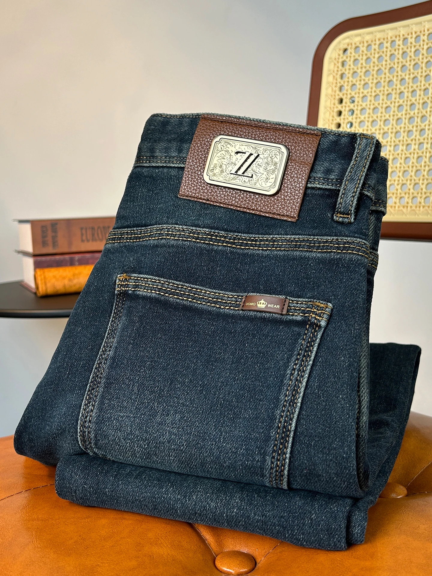 

Мужские джинсы прямого кроя класса люкс, повседневные, из хлопка, эластичные, с эффектом похудения, с высокой посадкой, осенне-зимние, новые, в американском стиле, для отдыха...