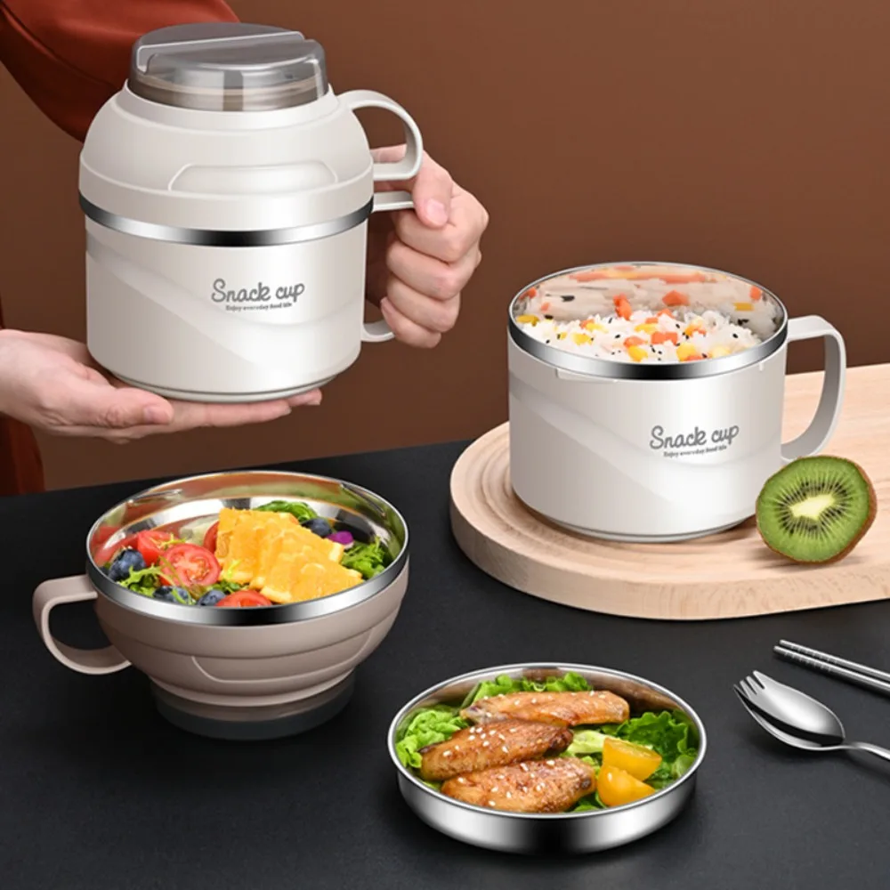 

3 Layer Dormitory Instant Noodle Bowl Heat-resistant Large Capacity Students Lunch Box 304 Stainless Steel Drop-resistant