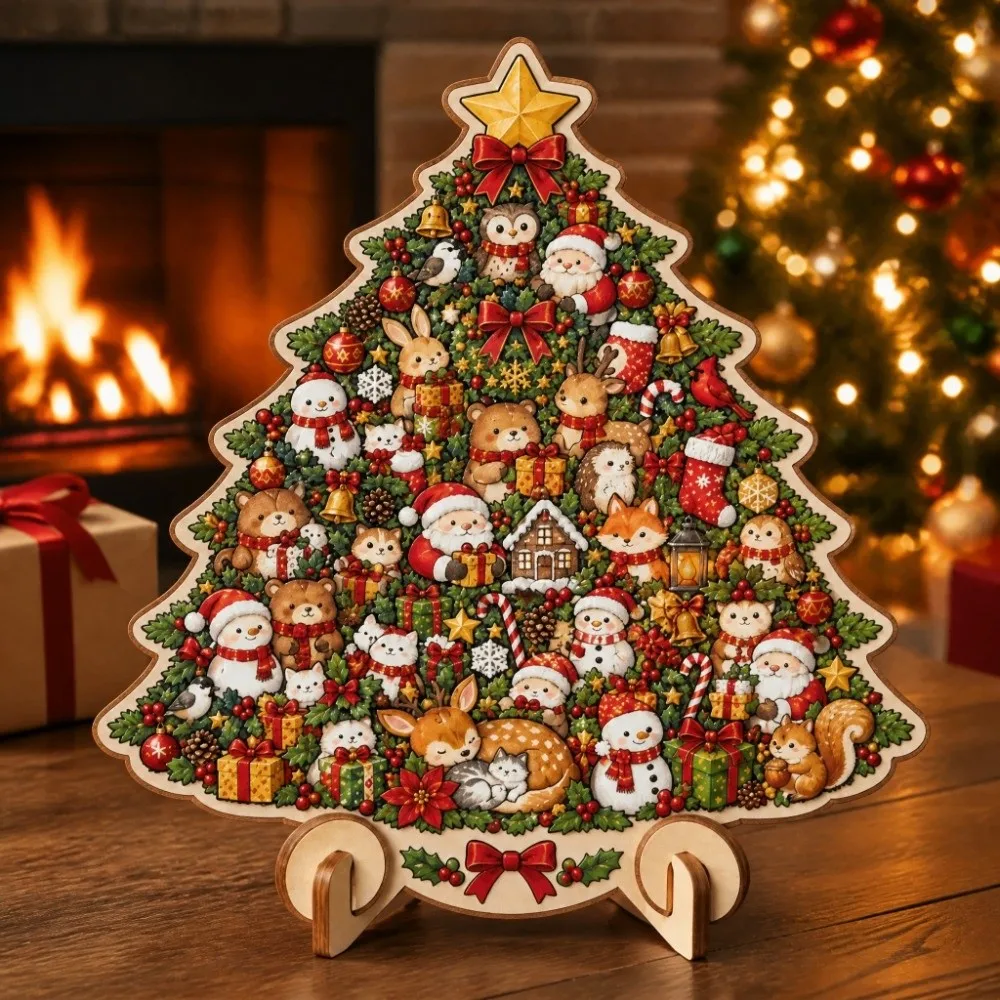 Creative Wooden Jigsaw Puzzle With Stand Unique Shape Unique Shape Puzzle Animal Shape Festive Shaped Christmas Puzzle