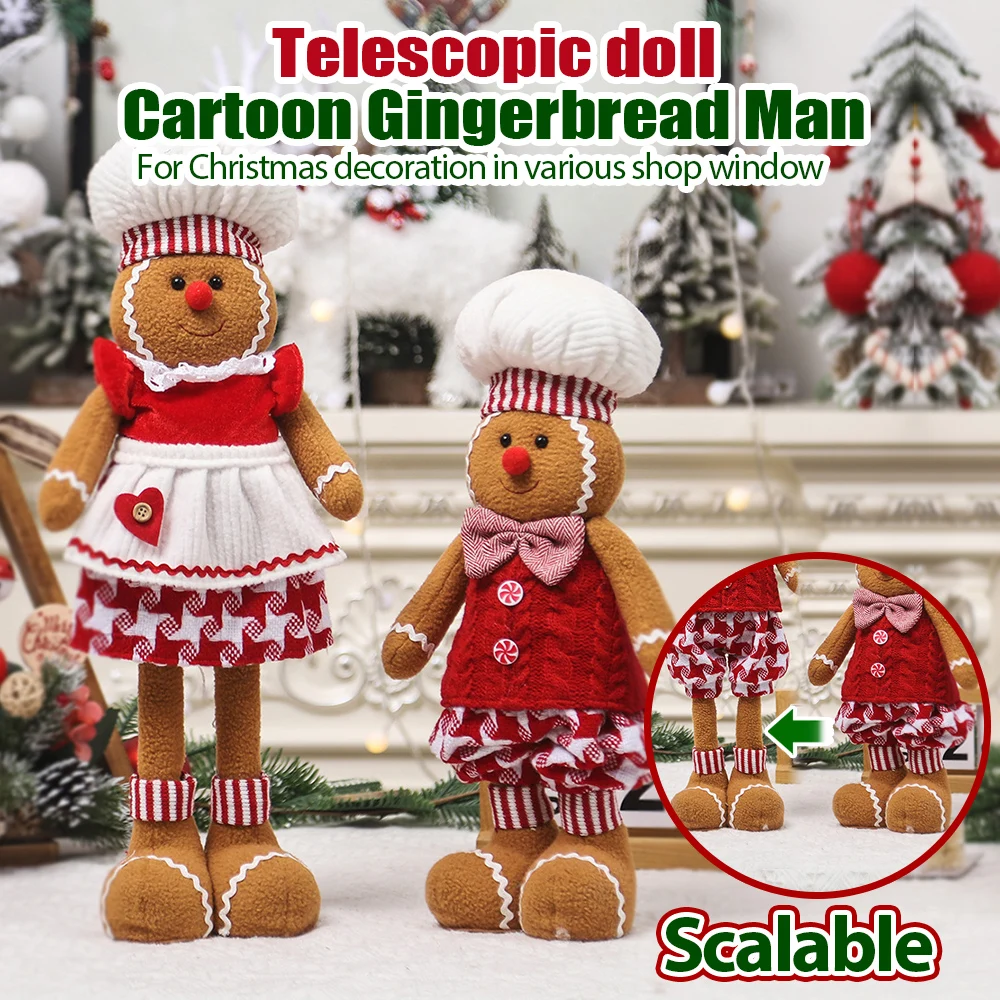 

New Christmas gingerbread figure retractable cartoon cute doll Christmas home window decoration 50*15*8cm