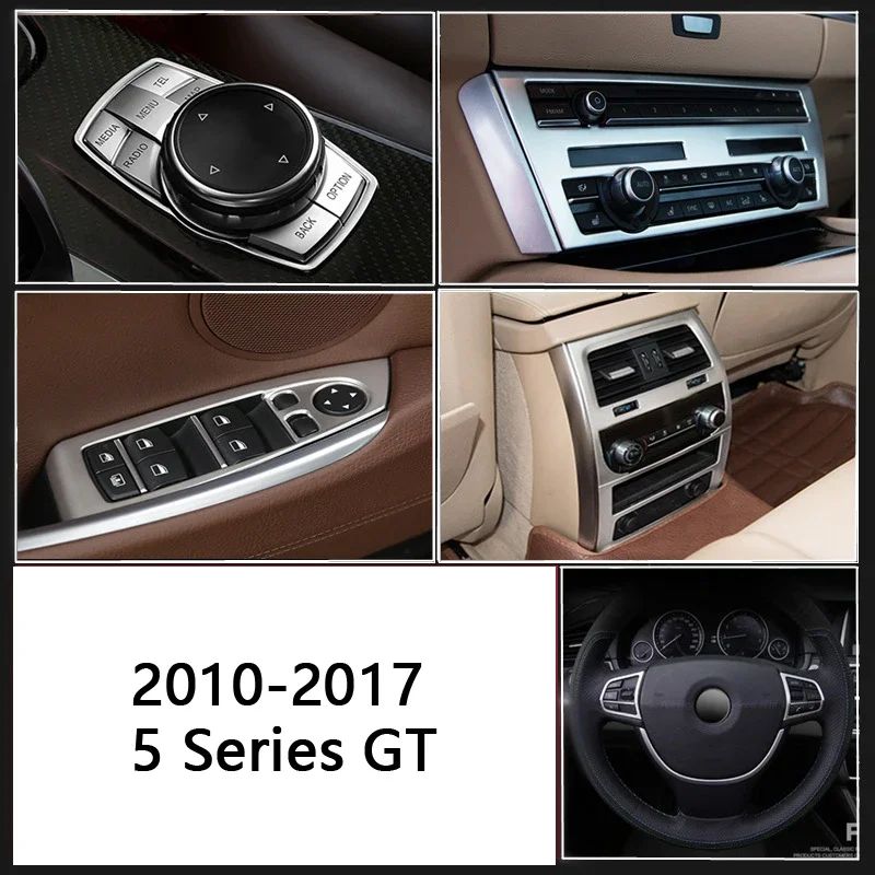 

Car Styling Console CD Panel AC Vents Frame Decoration Trim For BMW 5 series GT F07 2010-17 LHD Interior Doorknob Cover Stickers