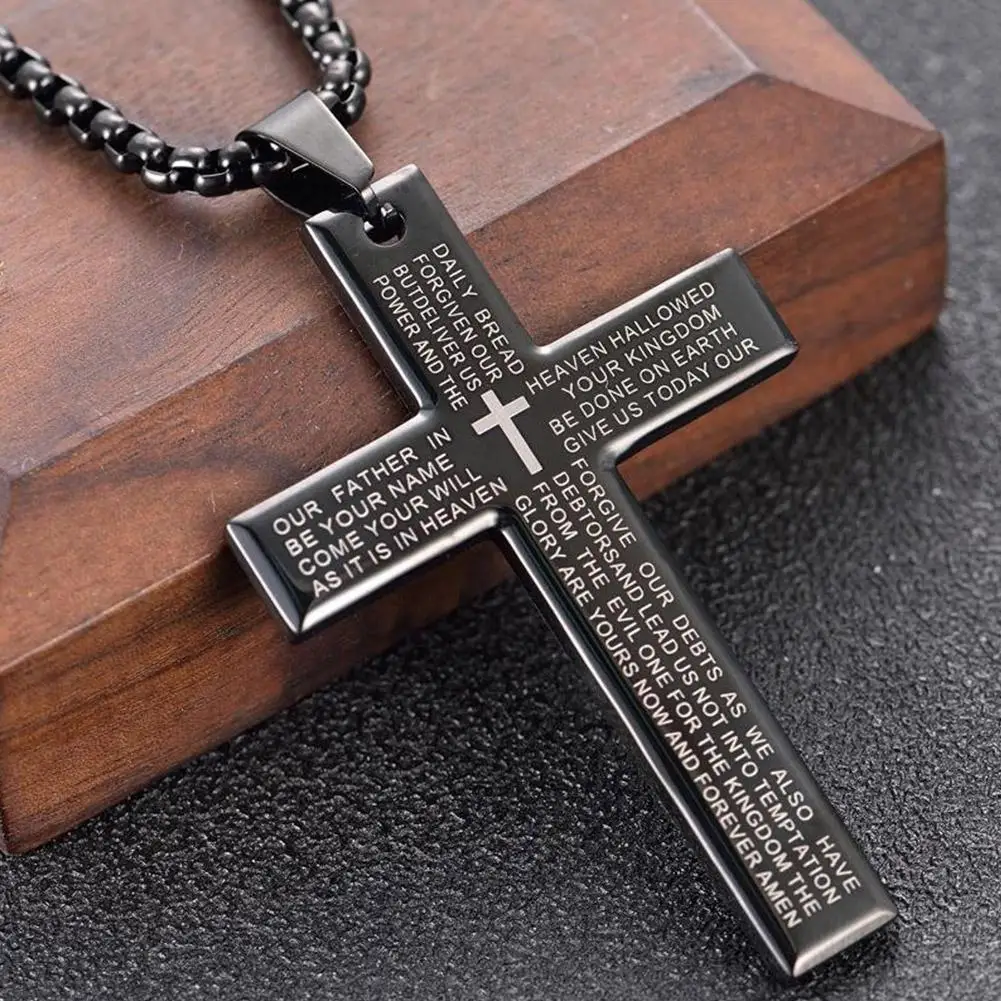 1/3 stücke Christian Bibel Kreuz Kette Halskette Stahl Großen Anhänger Halskette männer Religiöse Gebet Schmuck Corrente Masculina 2026 – Detail 18