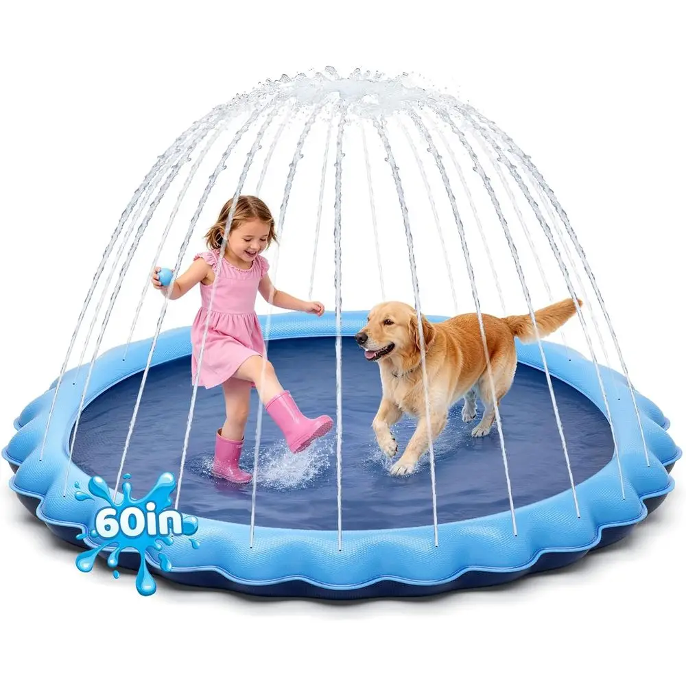 

Meowant Splash Pad or Kids and Pet, Not-Slip Sprinkler Play Mat or Dog and Children Summer Toys, Outdoor Backyard Toddler and Do