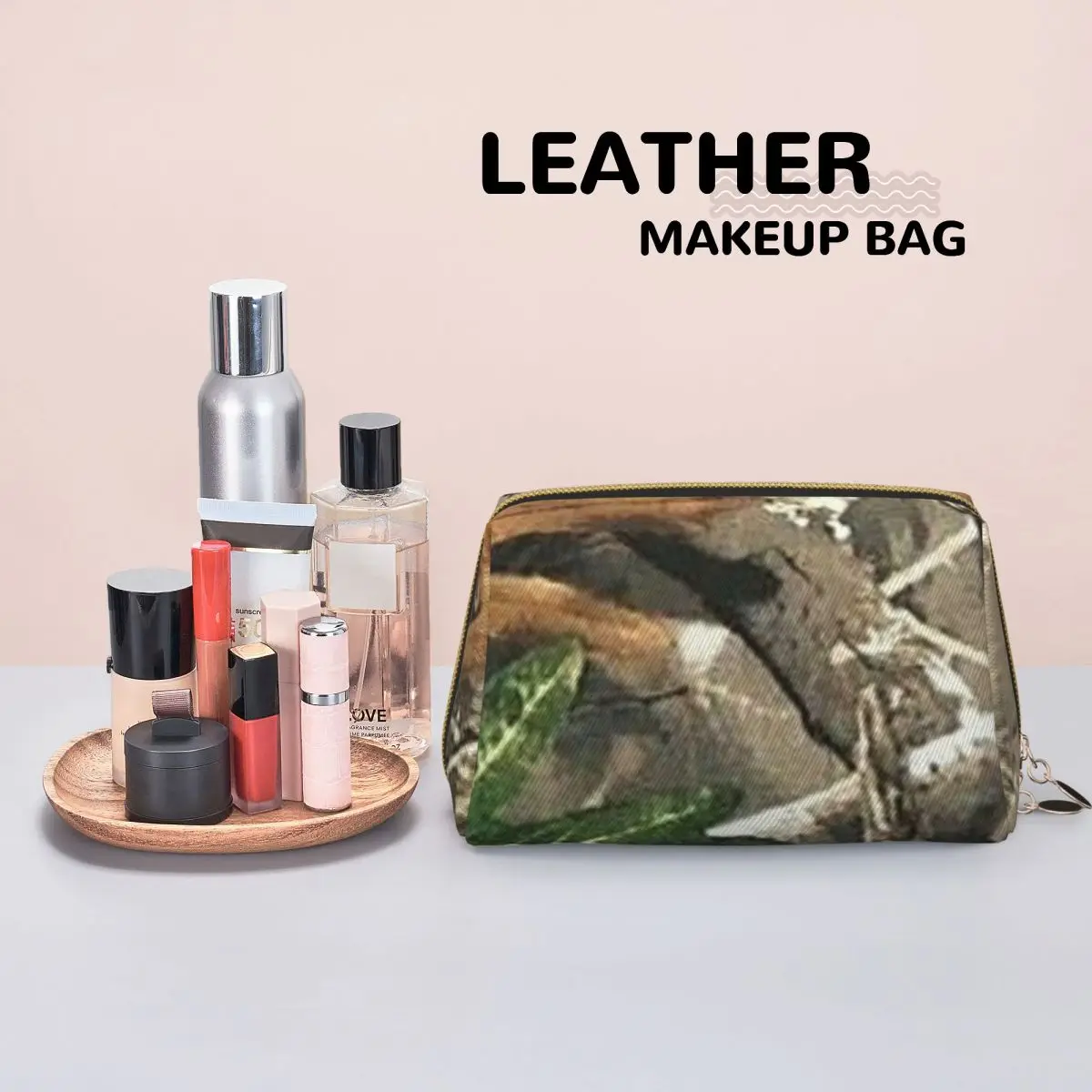 Camouflage Real Tree Realtree Hunter Camo Pattern Women Cosmetic Bags Travel Makeup Organizer Pouch Toiletry Storage