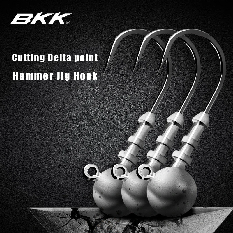 BKK Hammer Jig Head Hooks, Extra Reinforced Shank, Cutting Delta Point, Strong Penetration, for Bottom-Dwelling Fish