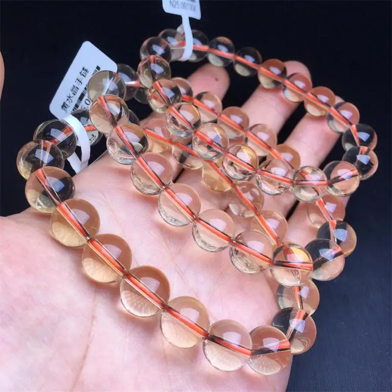 

10MM Natural Brazilian Citrine Bead Bracelet Gemstone Jewelry Reiki Stone Healing Gift For Women 1PCS
