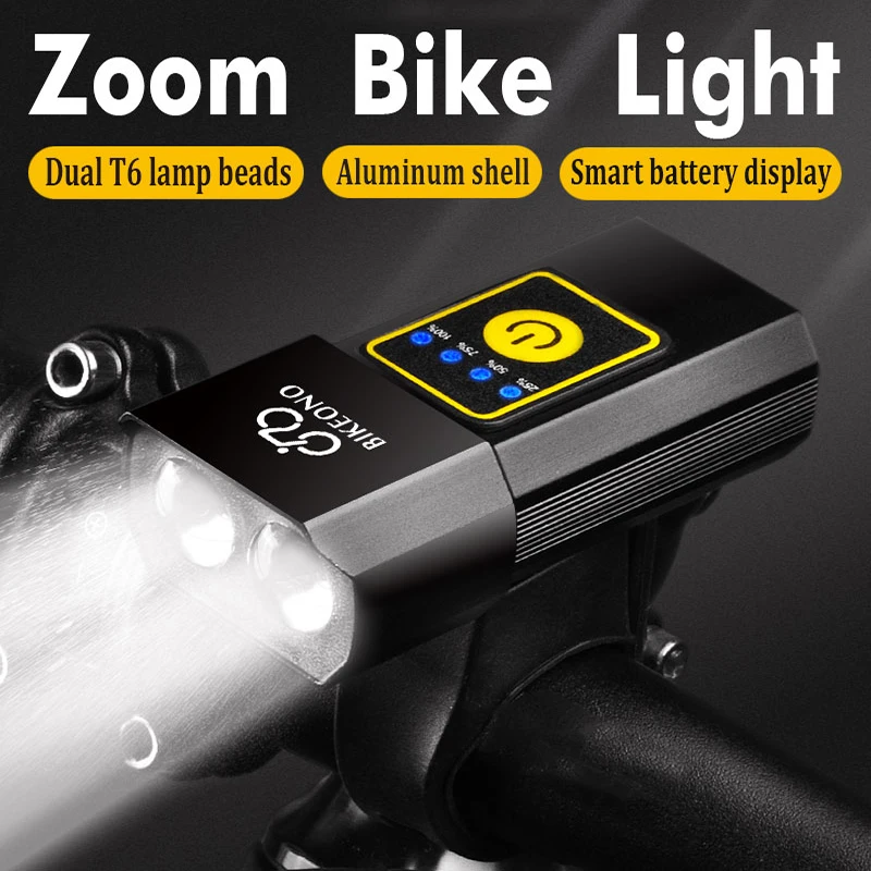 Bicycle Light T6 USB Rechargeable LED Aluminum Alloy Adjustable Zoom Bike Front Headlight Cycling Lamp Flashlight lantern