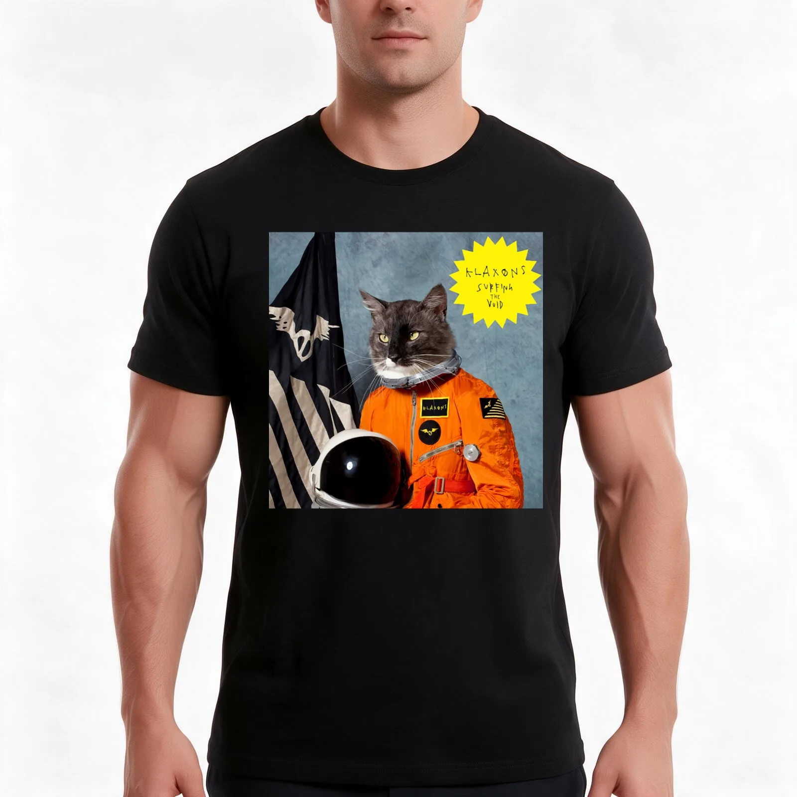 Surfing the Void T-Shirt, Summer Casual Cotton Tee, Oversized Streetwear Tops, Vintage Graphic Print, Loose Fit Short Sleeve
