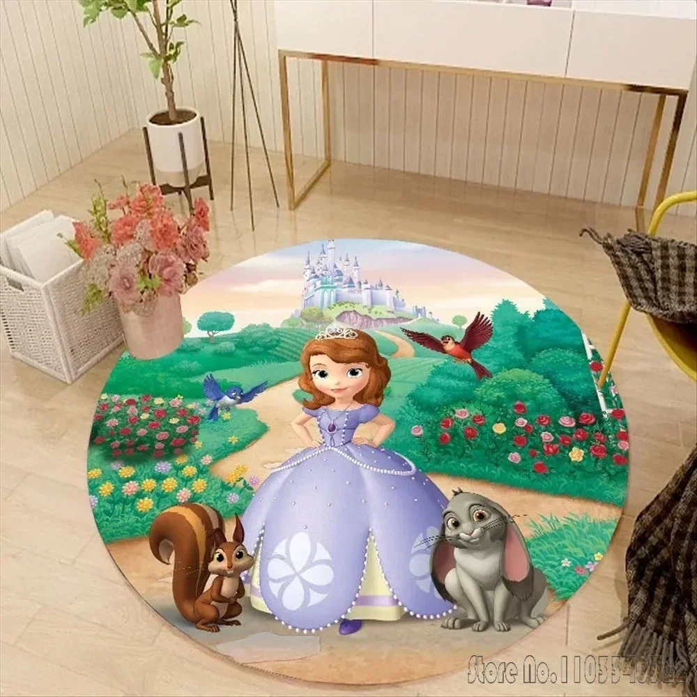 Frozen Princess Olaf Elsa Anna Rug Round Carpet 80cm Chair Non-slip Floor Mat Crawling Game For Kids Living Room Decor