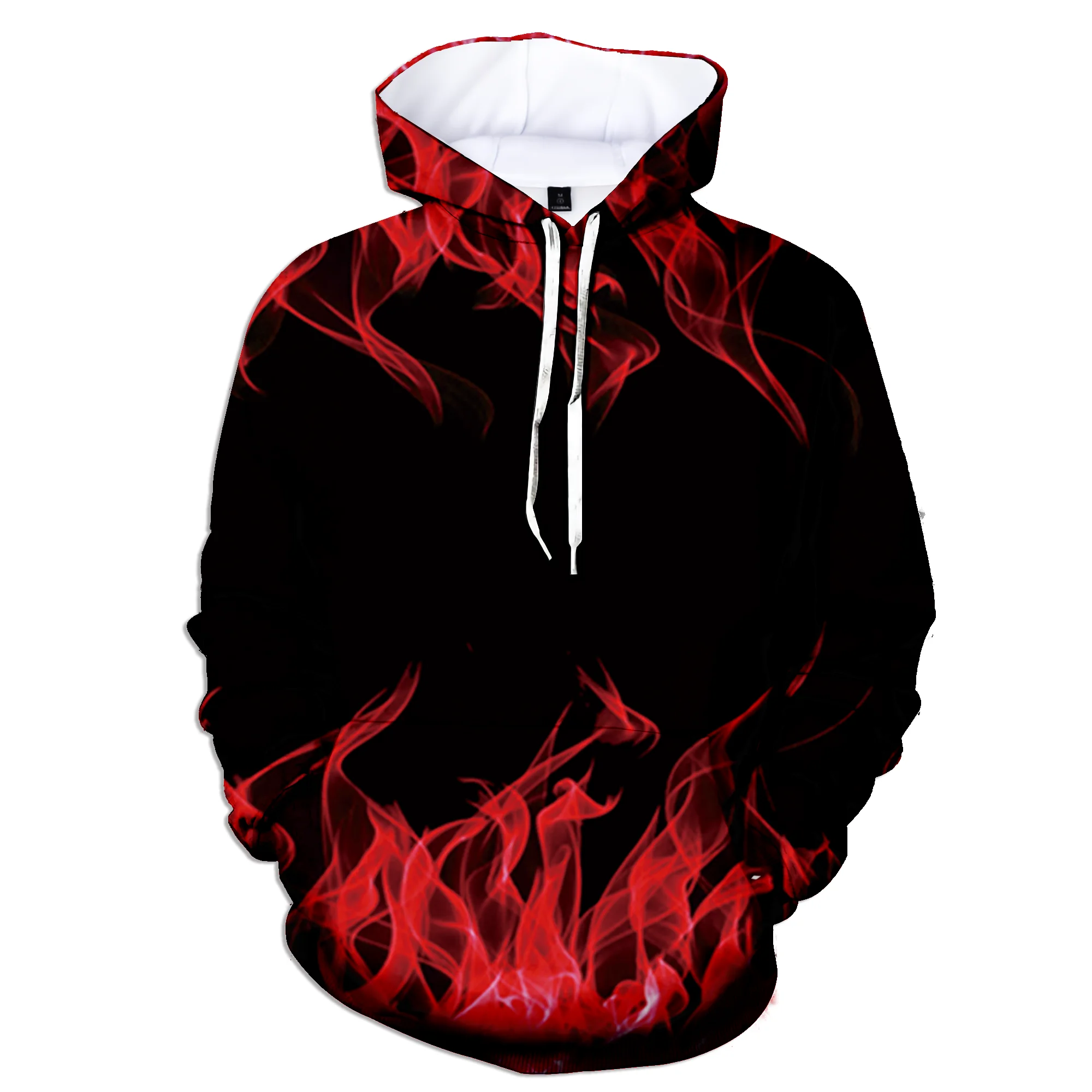 

Men's and women's casual hooded undershirts, 3D digital printing, plus size fashionable hoodies, Flame fashion trends
