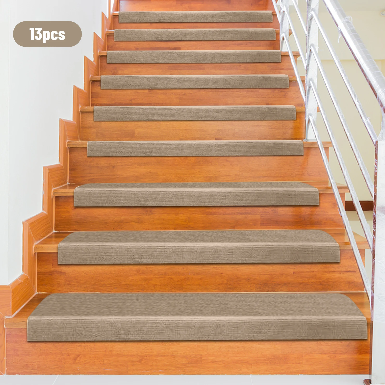 Carpet Stair Treads 13PCS Non-Slip Stair Treads Carpet Steps Indoor Stair Protection Covers Rug Padsfor Children Elderly Pet