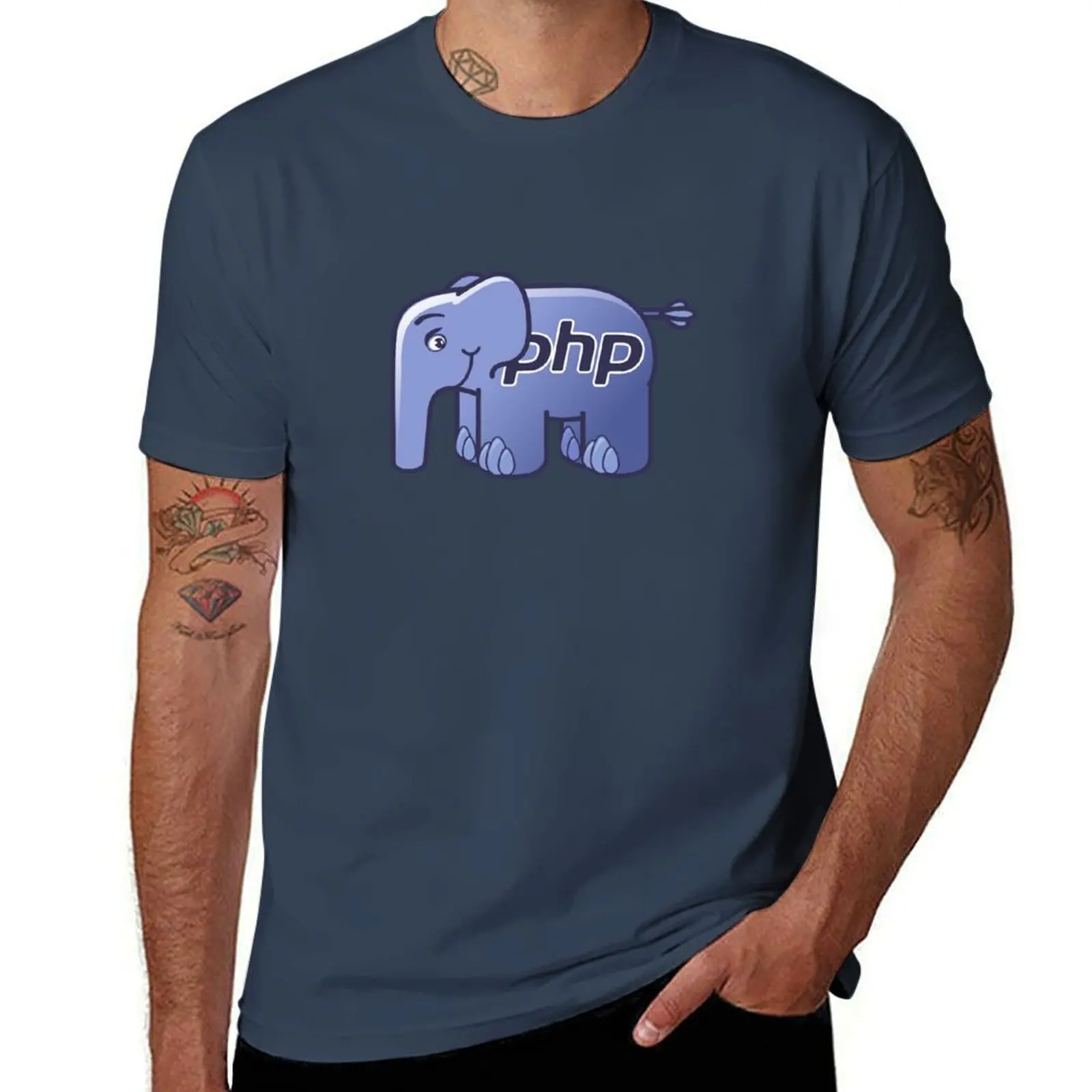 Camiseta con logo de PHP ElePHPant, sin planchar, informal, de manga corta