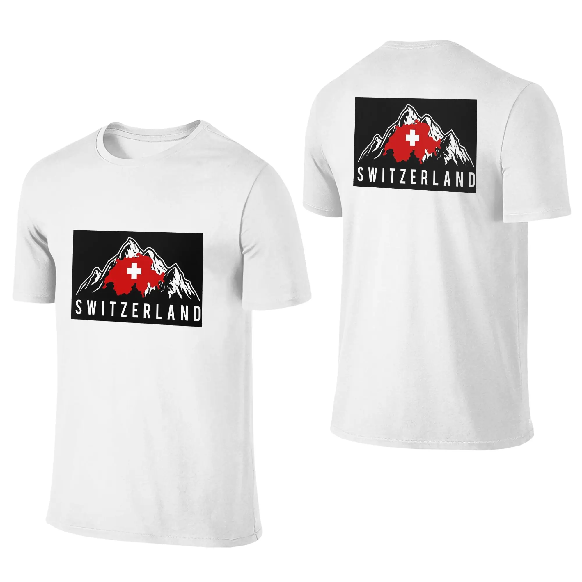 100% Cotton Swiss Switzerland Flag T-Shirt Men's Double Sided T Shirt Men Round Neck Summer Shirts Tops S-6XL