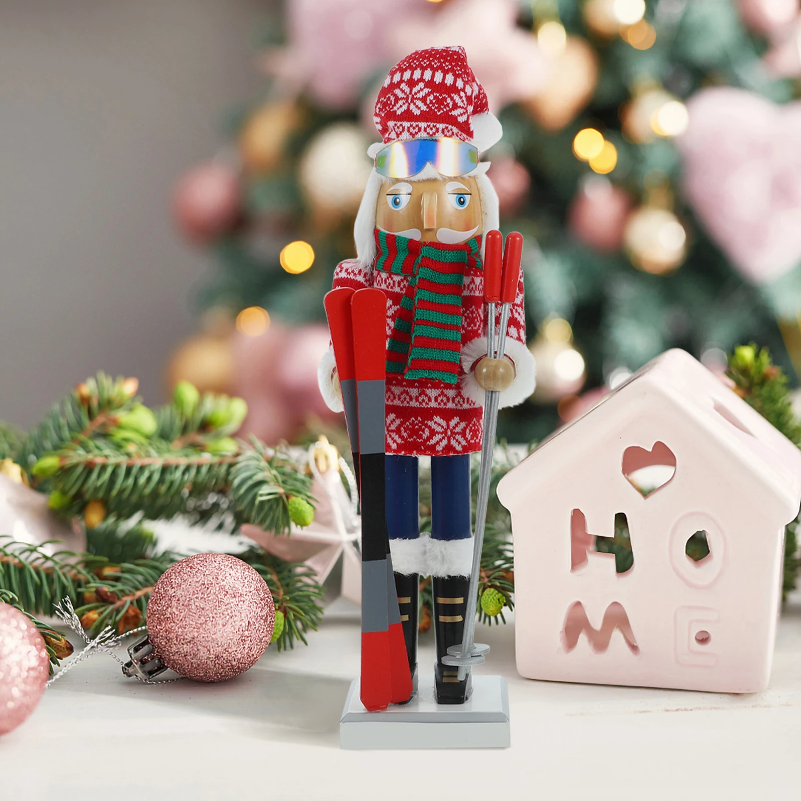 Scarf Ski Boy Crafts Nutcracker Decorations Figure Nutcrackers Figures Small Walnut Soldier