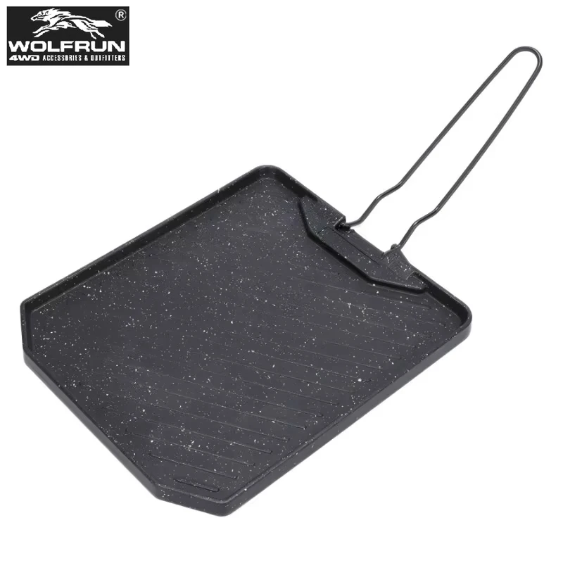 

Portable Non Stick Stainless Steel Grill Pan Square Durable Grilled Meat Plate for Picnic Grilling BBQ Outdoor Cooking