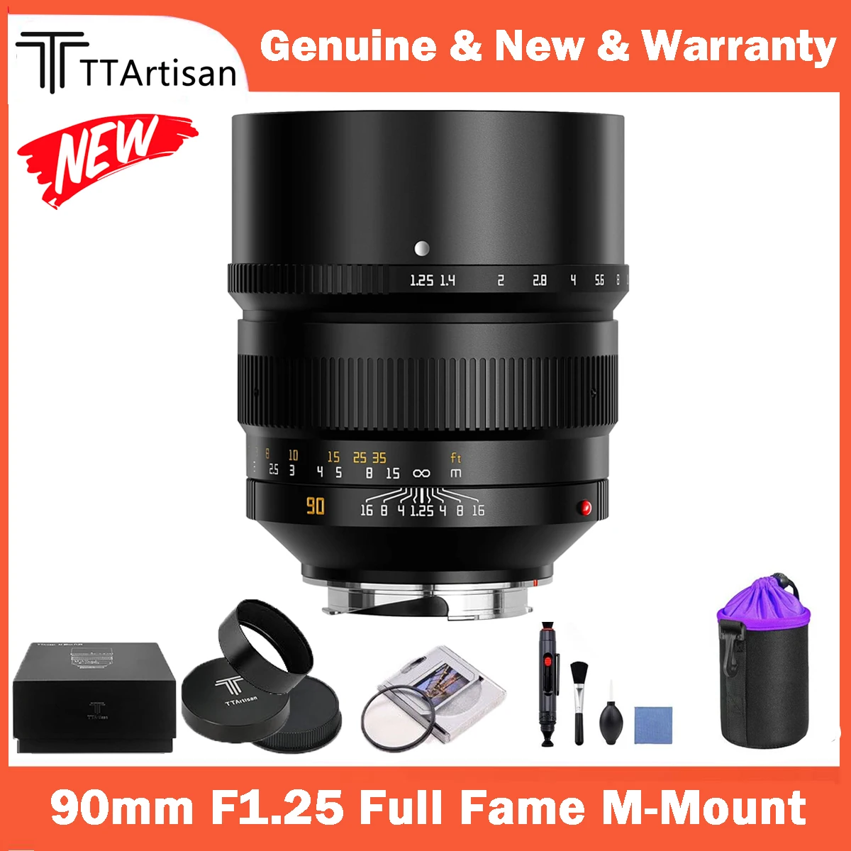 

Объектив TTArtisan 90 мм F1.25 ASPH Full Fame для камеры Leica M Mount Cameras M-M M240 M2 M3 M4 M5 M6 M7 M8 M9 M9p M10 M262 M10M