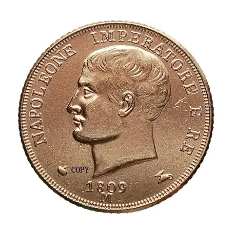 Reproduction Italy 1809-1814 Gold Plated Decorative Commemorative Coin