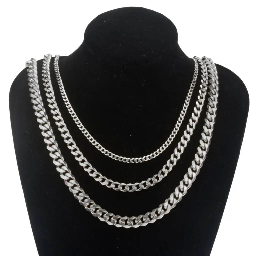 Kubański naszyjnik łańcuszkowy dla kobiet mężczyzn, podstawowy punkowy łańcuszek ze stali nierdzewnej Chokers, Vintage złoty kolor solidny metalowy Colla — zdjęcie 7