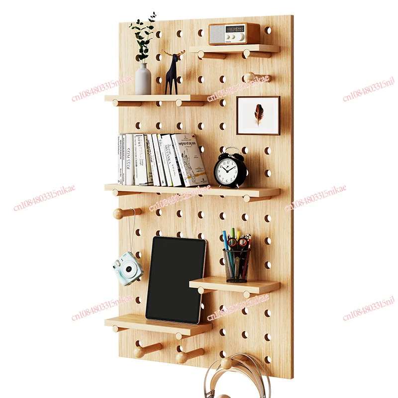 Home Decor DIY Wooden Pegboard Peg Board Shelf Wall Display Storage Organizer Stand Rack