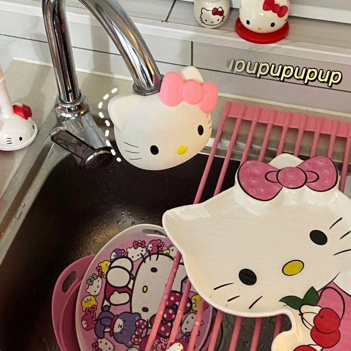 Creative Hello Kitty Kitchen Shower Faucet Kawaii Splash-proof Faucet Filter Household Rotatable Faucet Filter Home Goods Gift