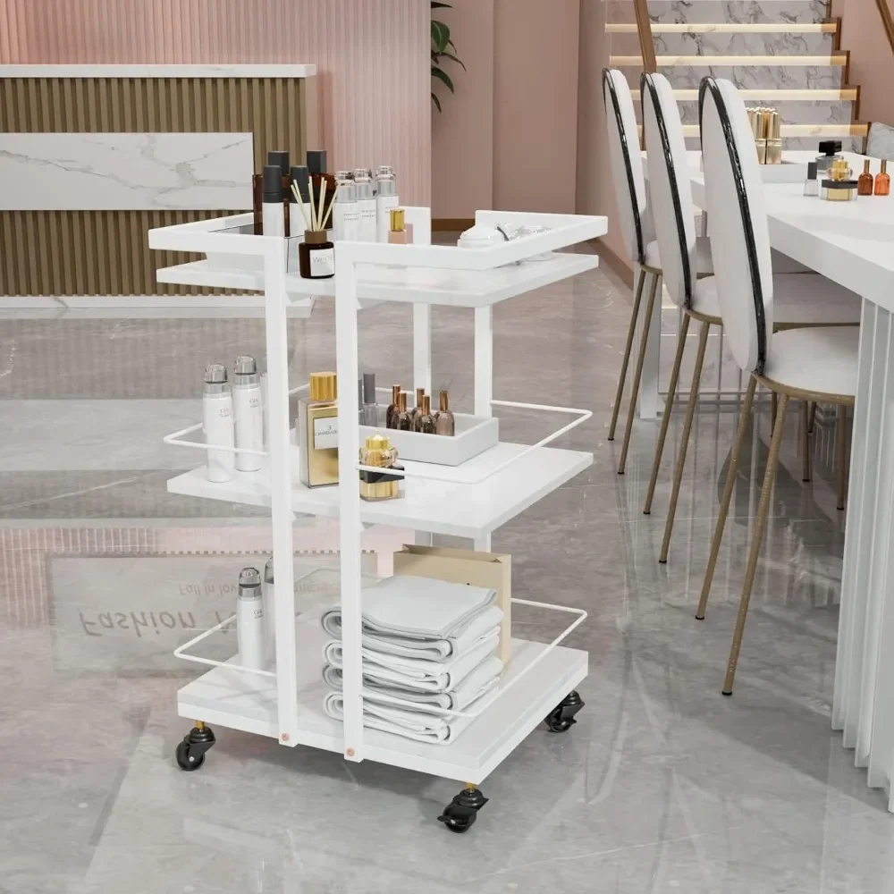 

Salon Rolling Cart, Beauty Spa Beauty Massage Mobile Storage Manager, Tattoo Nail Facial Tool Stand, White Cart