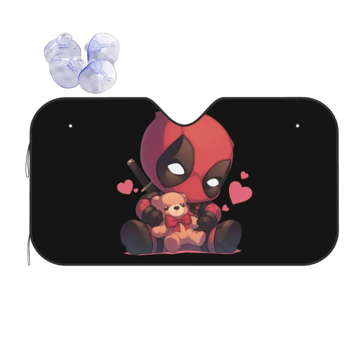 

Chibi Deadpool And Bear L Comic Cartoon Novelty Windshield Sunshade 76x140cm Aluminium Foil Car Window Windscreen Cover Blinds