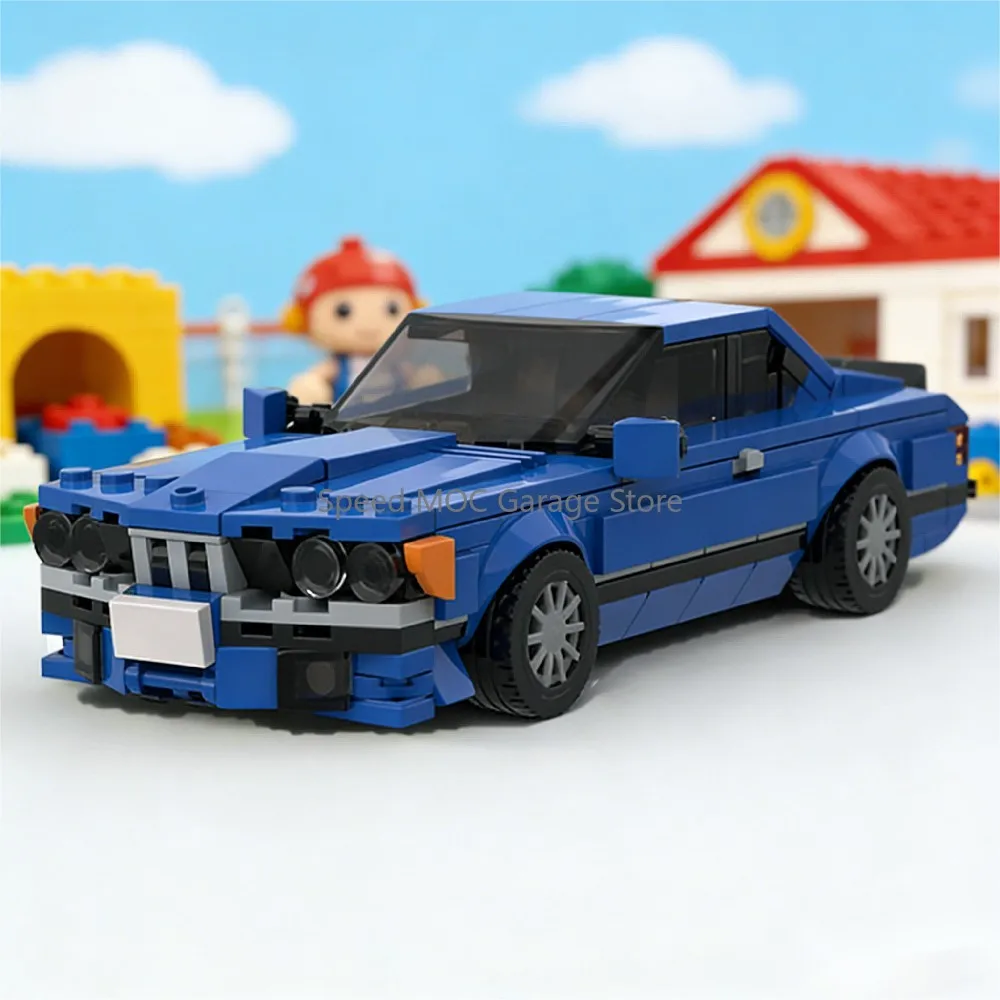 

MOC 1980s Blue Classic Coupe Building Blocks Set - Retro German Sports Car Model Kit for Vintage Vehicle Fans & Hobbyists