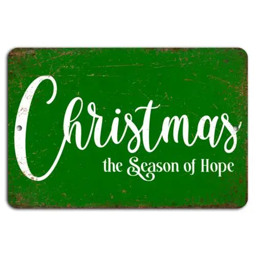 Rustikale grüne Weihnachten: Die Saison der Hoffnung – Aluminium-Blechschild