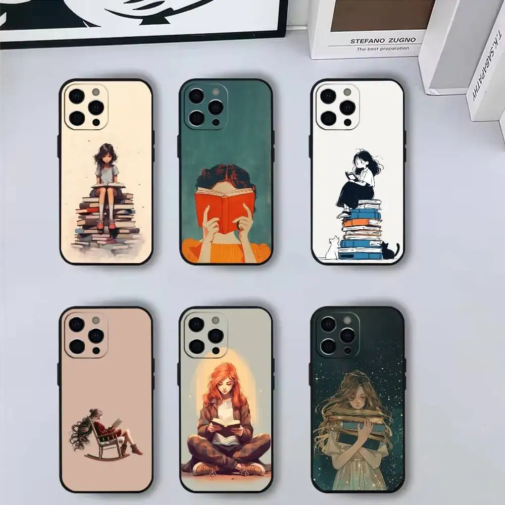 قراءة الكتب التوضيحية حالة الهاتف آيفون 17,16,15,14,13,12,11 زائد، برو، ماكس، XS غطاء سيليكون لينة #1