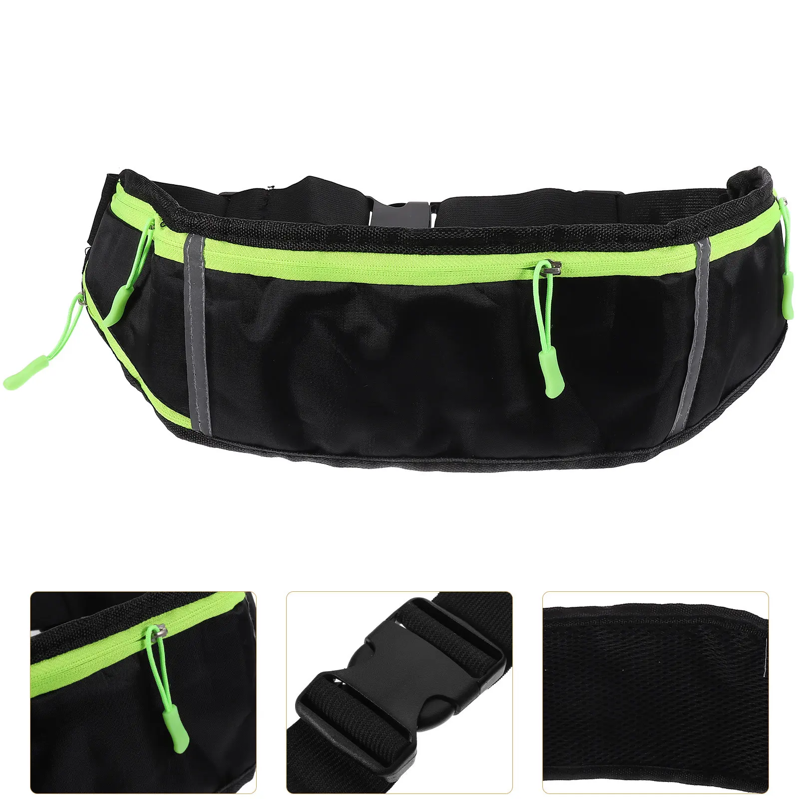 

Тонкая спортивная поясная сумка с 3 карманами, светоотражающими полосами, регулируемым ремнем, водонепроницаемая, для бега, для мужчин и женщин, для активного отдыха