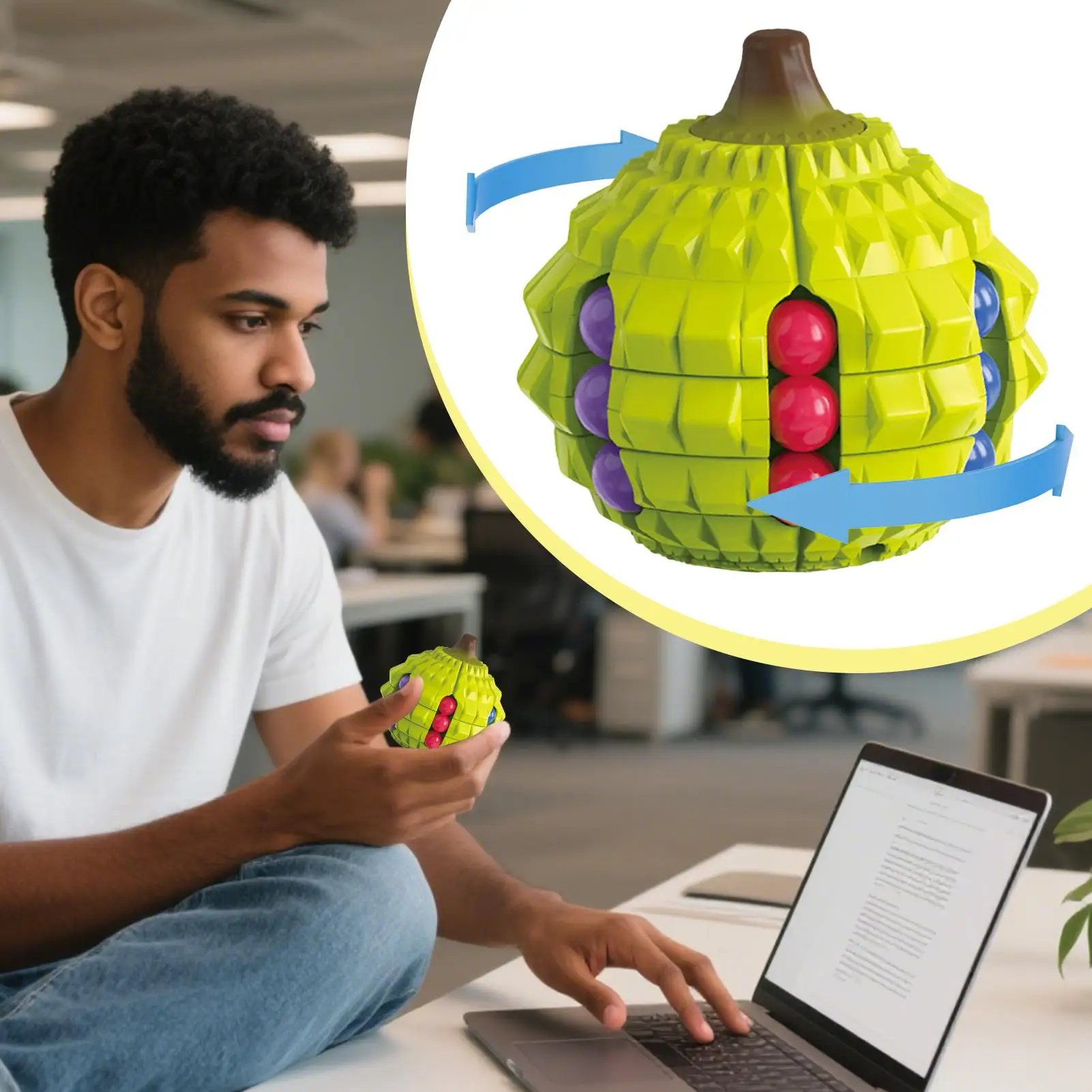 Fidget Puzzle Adults Durian Shape Rotating Bean Cube Game Entertainment Calming Gadget For Child Youth Men Women Family