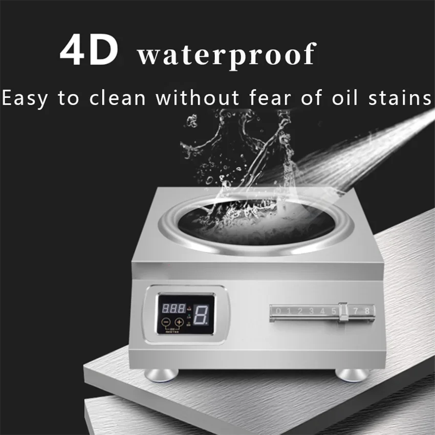 Commercial 5000W Electric Stove 380V Kitchen Appliances Concave Cooker For Restaurant Stainless Steel Induction Cooker