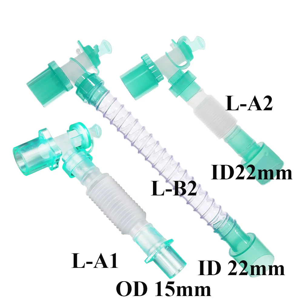 Conector giratorio en forma de L para cirugía de mascotas, circuito de respiración de anestesia con tubo de extensión retráctil y puerto de succión de 15mm