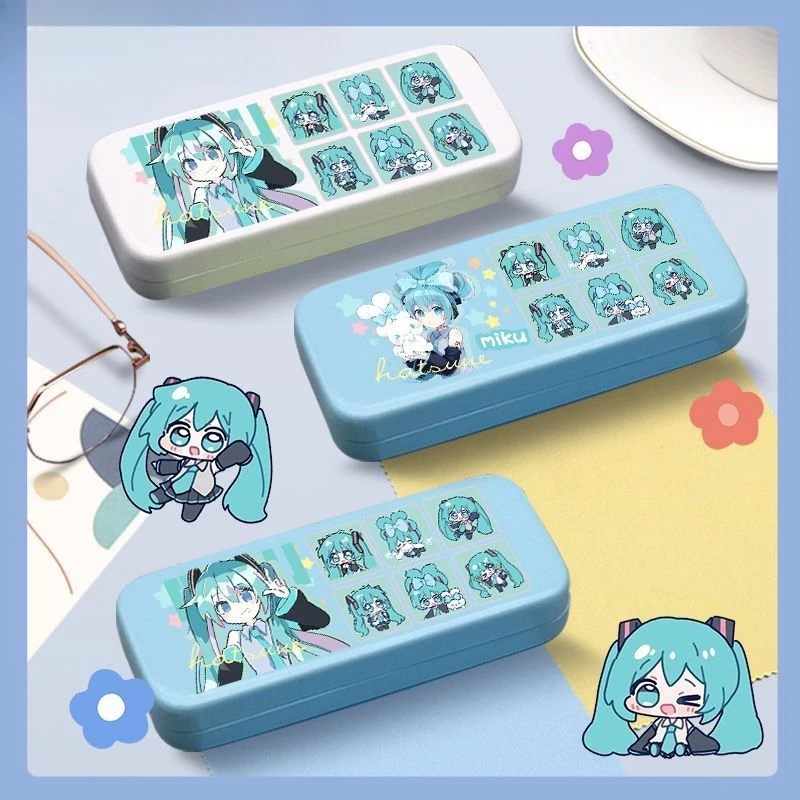 

Hatsune Miku cartoon cute cartoon Miku magnetic glasses box kawaii anti-pressure girl student myopia glasses protection box gift
