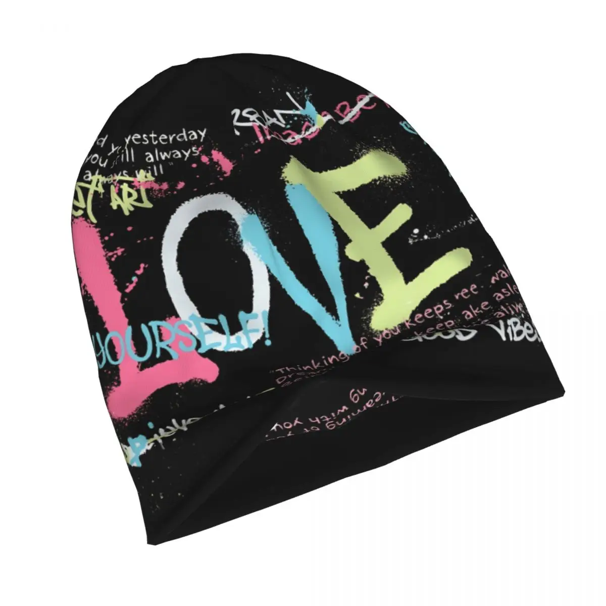 Bonnet Hats Graffiti Art Pattern Men Women's Thin Skullies Beanies Hat Street Graffiti Love Slogan With Quotes Cap Design Caps